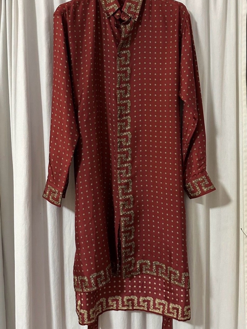 Versace Rust Red Shirt with Gold Dot Motif